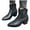 Black, variant on Women's Cowboy Boots Pointed Toe Stack Heel Western Mid Calf Zip Up Leather Chelsea Booties