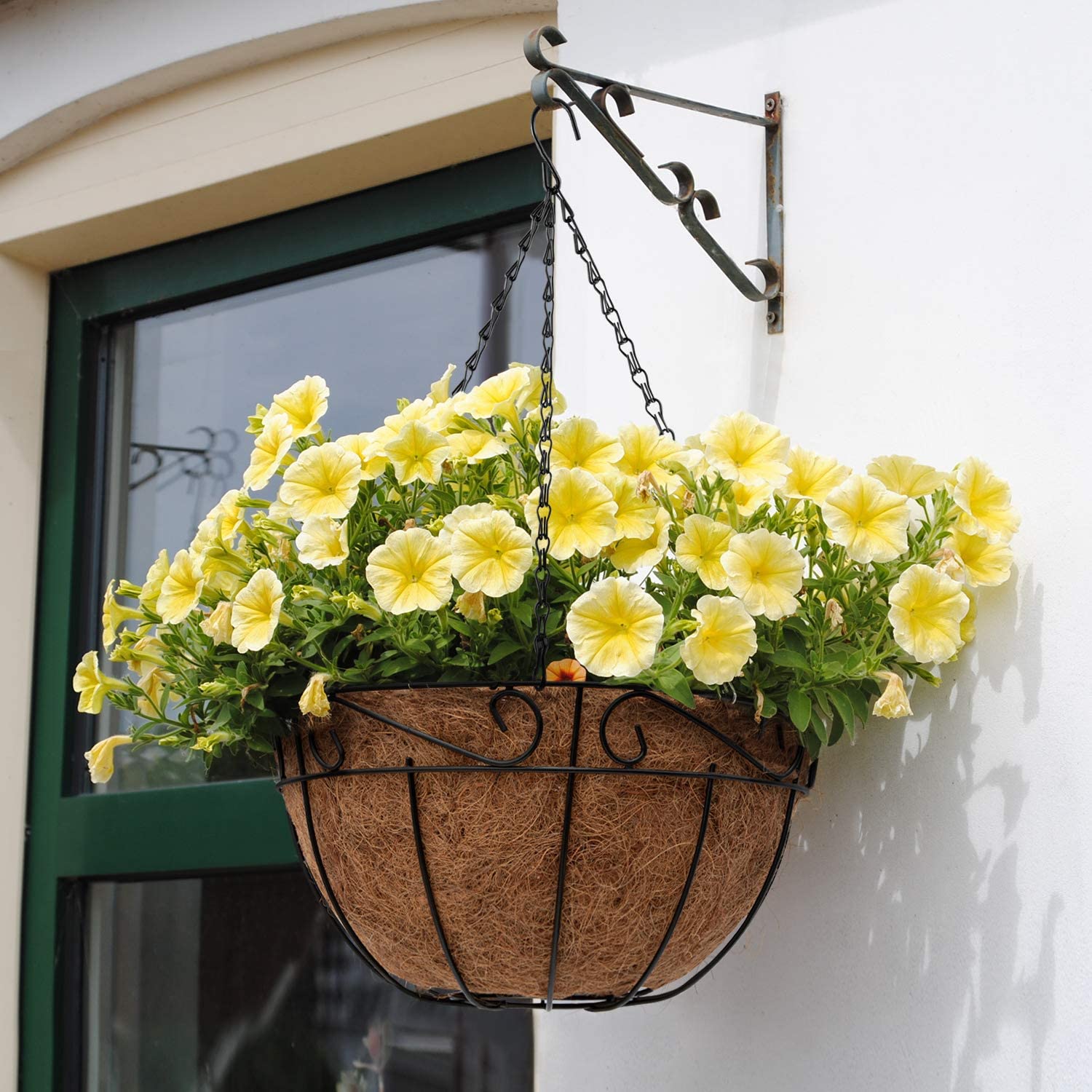 Windfall Metal Hanging Planter Basket with Coco Coir Liner Round Wire Plant Holder with Chain Porch Decor Flower Pots Hanger Garden Decoration Indoor Outdoor Watering Hanging Baskets - image 3 of 7