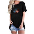 thumbnail image 1 of Camisetas de Manga Corta para las Mujeres Día de la Independencia Impresión Básica Camiseta de Verano, Cuello Redondo Casual Camiseta Blusa, 1 of 4