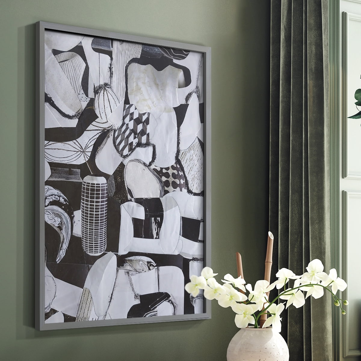 Beverlywood City Forms Framed Print in Gray Solid Wood Framed Print No Nail Hanging