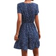 thumbnail image 2 of LilyLLL Womens Boho Floral Short Sleeve V Neck Swing Mini Dress Holiday Sundress, 2 of 5