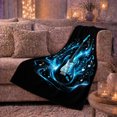 thumbnail image 6 of Blue Electric Guitar with Treble Swirls, Dynamic Graphic Style for Guitar Lovers, Neon Rock Melody and Father's Day Gift, Soft Flannel Blanket for Music Room and Bedroom, Home Decor, 6 of 9