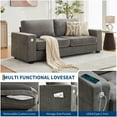 thumbnail image 3 of COZONY 90" Chenille Fabric Sofa with USB and Type-C Ports, Deep Seat Cushions, Removable Cover, Wide Armrests for Living Room, Apartments,Gray, 3 of 7