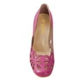 thumbnail image 4 of YDN Women Retro Round Closed Toe Flower Cutout Pumps High Heels Slip On Holiday Business Casual Dressy Shoes Size 7 Fuchsia, 4 of 4