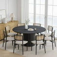 thumbnail image 3 of MAYEERTY 60" Wooden Round Modern Dining Table for Dining Room Kitchen, Black, 3 of 9