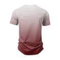 thumbnail image 5 of WTOBBY Men's Stylish V Neck Short Sleeve T-Shirt with Gradient Print Soft, Lightweight, and Breathable, Perfect for Casual Outings, Summer Wear, and Everyday Style,Red 2XL, 5 of 6
