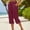 Wine women plus size capri pants a1, variant on Cagogo Women Plus Size Capri Pants Elastic Waist Casual Loose Three Fourth Length Pants with Pockets Summer Vacation Beach Lounge Drawstring Capris Trousers, Purple M