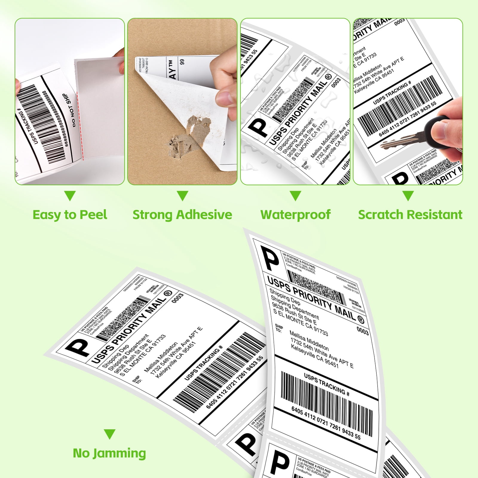 GREENCYCLE 2 Rolls (1000 Labels) 4 x 6 inch Direct Thermal Paper Label Shipping Address Barcode Labels Compatible for Zebra, Rollo and Most Other Thermal Label Printers