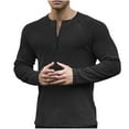 thumbnail image 1 of pstuiky camisas de hombre de manga larga, Camisa blusa de cuello redondo con cremallera de color liso para hombre Tops de hombre xxl, 1 of 3