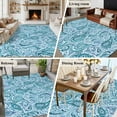 thumbnail image 6 of Blue Paisley Floral Large Area Rugs 6x9 ft Retro Abstract Watercolor Paisley Floral Washable Rug Non Slip Indoor Carpet Absorbent Floor Mat for Living Room Bedroom Dining Room, 6 of 9
