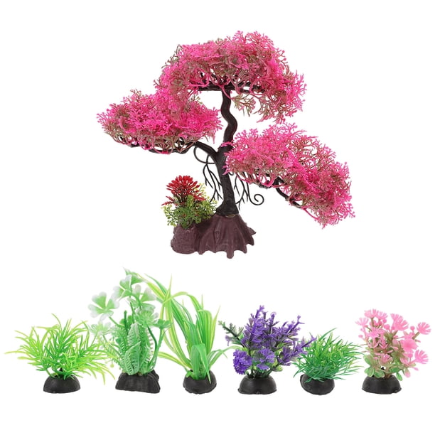 KAKOWELY 7 piezas de plantas acuáticas artificiales para acuario, paisaje, modelos de plantas acuáticas