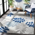 thumbnail image 4 of SAFAVIEH Cabana Elouise Botanical Indoor/Outdoor Area Rug, Grey/Blue, 9' x 12', 4 of 15