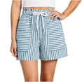 thumbnail image 7 of Tqcoqu Women's Summer Casual Shorts with Pockets,Striped Drawstring Elastic Waist Y2k Shorts,2026 Spring Summer Trendy Pants,Light Blue Women's S-XXL, 7 of 7
