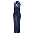 thumbnail image 4 of Honeeladyy Evening Dresses for Women V Neck Neckline Sequins Slim Straps Split Long Dresses, 4 of 5