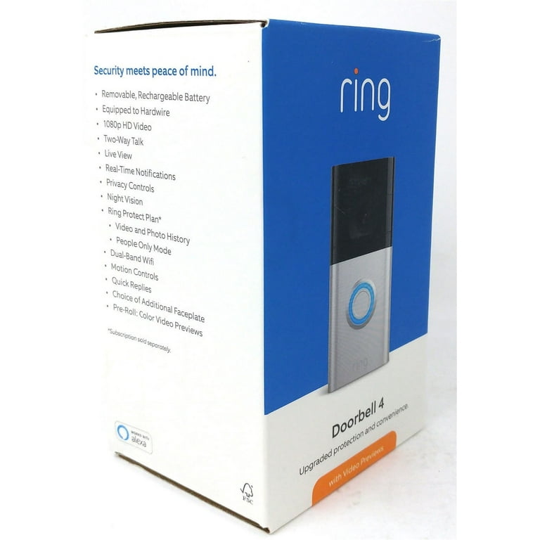 Ring Doorbell 4 新品未開封 Smart Wi-Fi Video Doorbell 4, Wired/Battery Operated, 1080p HD