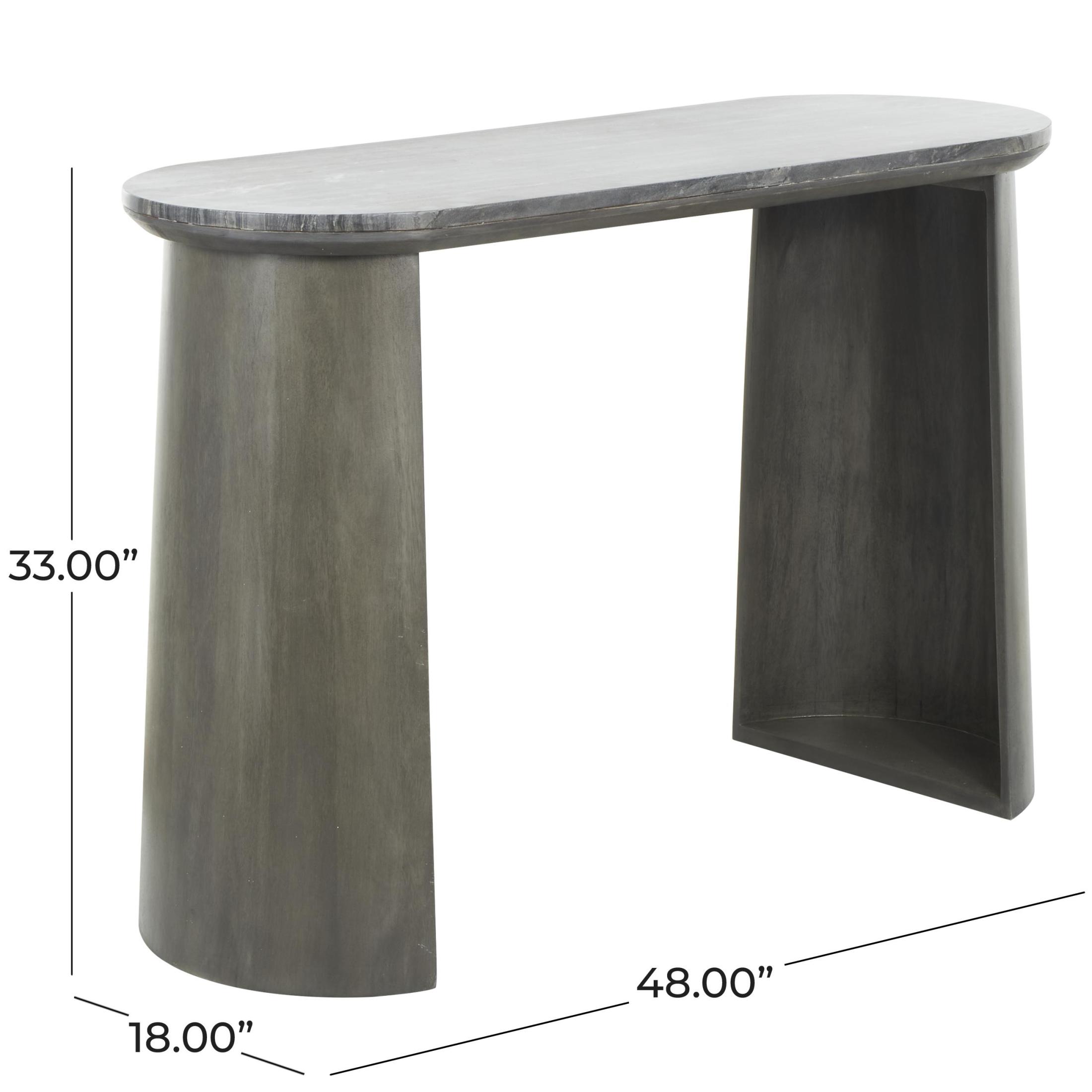 DecMode 48" x 33" Dark Gray Mango Wood Oval Console Table with Curved Flared Legs, 1-Piece