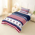 thumbnail image 2 of Manfei Stars Striped Twin Comforter Sets,Red Navy Bedding Set,Navy Blue Reversible,2pcs,1 Comforter and 1 Pillowcase, 2 of 7