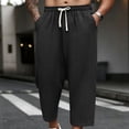 thumbnail image 2 of HOOMEUMY Mens Crinkled Gauze Pants Drawstring Elastic Waist Casual Summer Trousers Light Breathable For Beach Vacation Daily Wear, 2 of 8