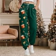 thumbnail image 2 of TTUHYWXI Christmas Pajamas Bottoms for Women Santa Claus Snowman Print Wide Leg Pj Pants with Pockets Lounge Sleepwear (Dark Green, XXL), 2 of 5