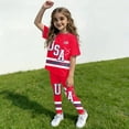 thumbnail image 4 of CCRFTGI 250&nbsp;Anniversary Usa Summer Outfits for Child Girls Size 7 Cute 1776 2 Piece Outfits USA Flag T Shirts and Leggings Elastic Waist Athletic Summer Outfits for Girls Vermilion 2-3 Years, 4 of 5