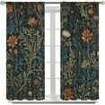 thumbnail image 4 of Retro Floral Curtains,Vintage Colorful Flower Plant Leaves Print Blackout Window Treatments,Rod Pocket Thermal Insulated Drapes 2 Panel Sets for Bedroom Living Room Kitchen-42"W x 72"L (Pack of 2), 4 of 7