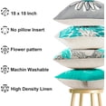 thumbnail image 6 of Teal Linen Decorative Throw Pillow Covers 18x18 Pillow Covers for Couch Sofa Bed Living Room Set of 4,Outdoor Pillow Covers Boho Throw Pillow Cover Square Pillowcase Farmhouse Home Decor, 6 of 6