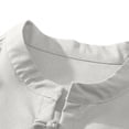 thumbnail image 6 of UVEASISHA Linen Shirts for Men Roll Up Long Sleeve Beach Shirt Stand Collar Casual Chinese Frog Button Shirts Solid Color Vacation Wear White XL, 6 of 8