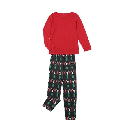 

Gureui Christmas Matching Family Pajamas Set Long-Sleeve Round Collar Pullover Tops with Colorful Light Printed Elastic Waist Pants Suit/Jumpsuit for Adults/Kids/Baby