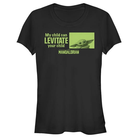 Junior's Star Wars: The Mandalorian My Child Can Levitate Your Child Graphic Tee Black Small