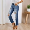 thumbnail image 3 of Vaqueros bootcut elásticos para mujer - Pantalones vaqueros acampanados para vacaciones y outfits informales, 3 of 6