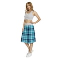 thumbnail image 3 of Women's Plaid Squares and Rectangles Pixel A-line Printed Skirt Casual Wear, L, Dark Blue Aqua White, by Ambesonne, 3 of 6