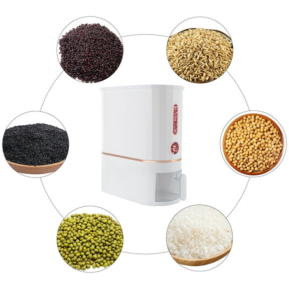 DENEST Modern 10kg Rice Dispenser with Cup, Scale Window & Space-Saving Design