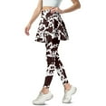 thumbnail image 2 of COEQINE Women Golf Skirted Legging with Pockets Comfy Ruffle Pleated Elastic Tennis Leggings with Skirts Cow Spot Brown Print High Waist Fashion Full Length Yoga Pants, 3XL, 2 of 7