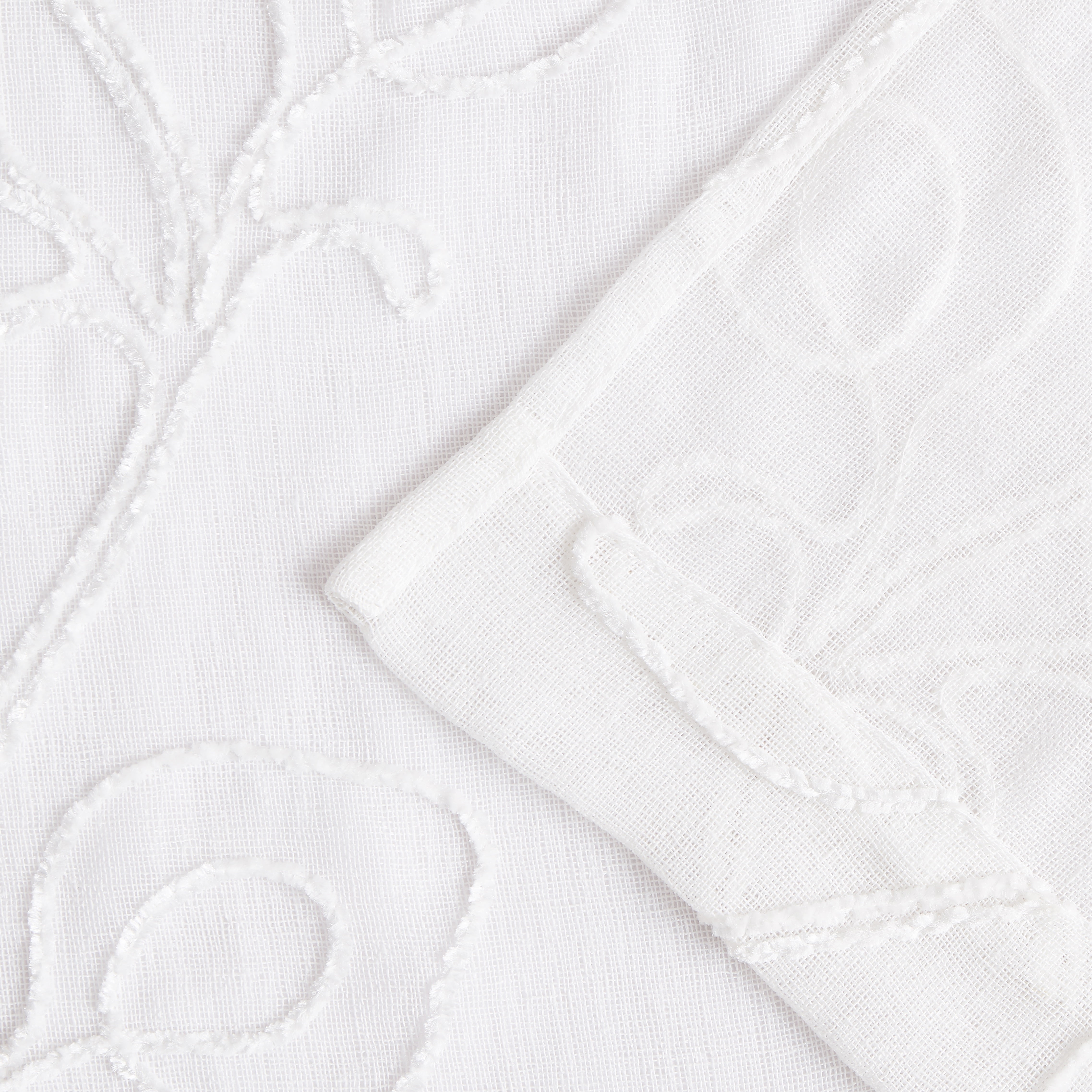 Dainty Home Stella 3D Floral Chenille Embroidered Solid Sheer 76" x 84" Window Curtain Panel Pair in White