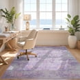 thumbnail image 3 of Design&I 4'x6' Washable Area Rug Pet Friendly & Non-Slip Built-In Grip Dorm Boho Purple Vintage Distressed Pastel Vine Edges Flower for Reading Nook, Bedroom, 3 of 7