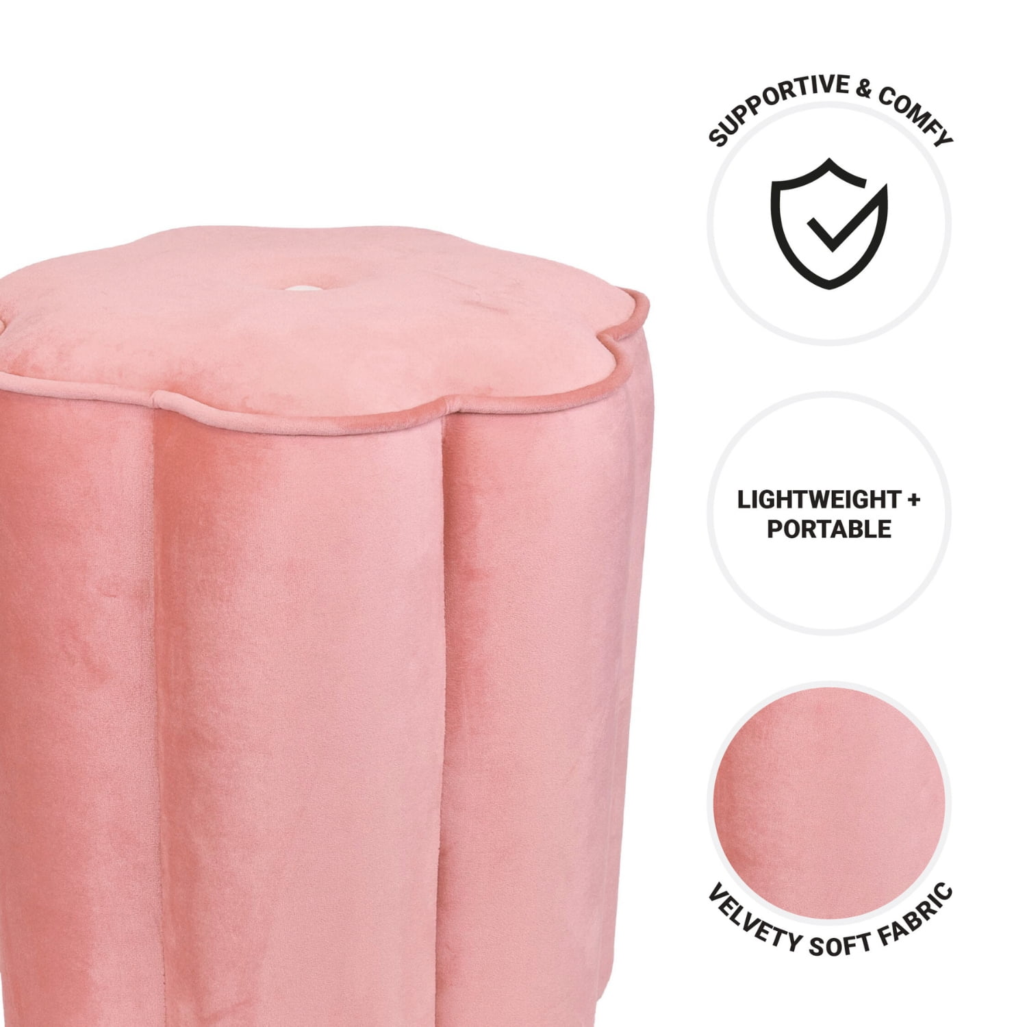 Mainstays Kids Flower Petal Ottoman, Pink