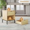 thumbnail image 4 of Brafabhome Rattan Nightstands with Drawer, Modern Bedside Tables with Open Storage Shelf for Bedroom, Accent Sofa End Table with Steel Legs for Living Room, Set of 2 | Nature, 4 of 10