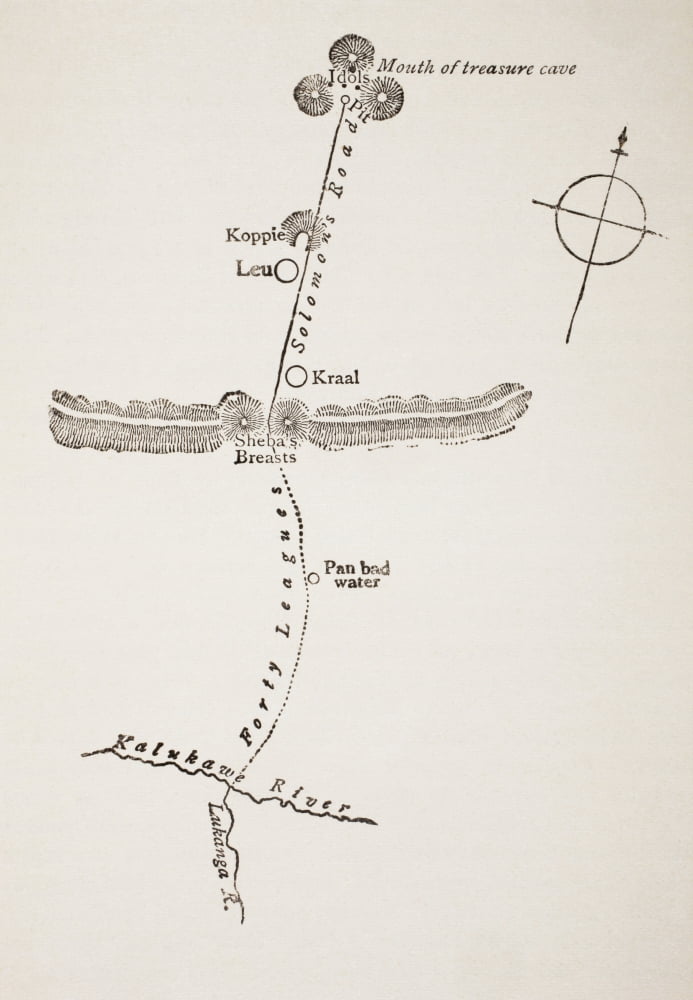 Map To King Solomons Mines Extrapolated From The Original In Allan Quartermains Possession Which Had Been Drawn In His Own Blood By Dom Jose Da Silvestra In 1590 From King Solomons Mines By H Rider Ha