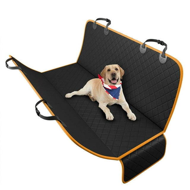 Funda para asiento de coche para perros, impermeable, a prueba de arañazos, para asiento trasero, coches, camiones, SUV, borde naranja