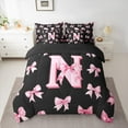 thumbnail image 2 of Castle Fairy Cartoon Bow Knot Toddler Sheets 7-Piece,Black Pink Girls Bedding Sets For Twin Beds,N Letter Baby Girl Bedroom Set, 2 of 8