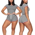 thumbnail image 3 of HAOYUNL Womens 2 Piece Sports Outfit Jogger Casual Tracksuit Summer Shirt Shorts Jogger Sets S-XXL, 3 of 10