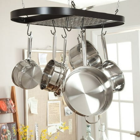 Kinetic 10-Piece Stainless Steel Leyse Cookware Set with Black Oval Pot Rack