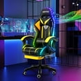 thumbnail image 6 of Hoffree Gaming Chair Massage Computer Chair with Footrest and Lumbar Support  Height Adjustable Gamer Chair with 360°-Swivel Seat and Headrest and for Office or Gaming, 6 of 9