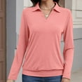 thumbnail image 2 of Horkkom Long Sleeve Shirts for Women Solid Color V Neck Tops Casual Comfy Fall Outfits for Women 2025 S, 2 of 7