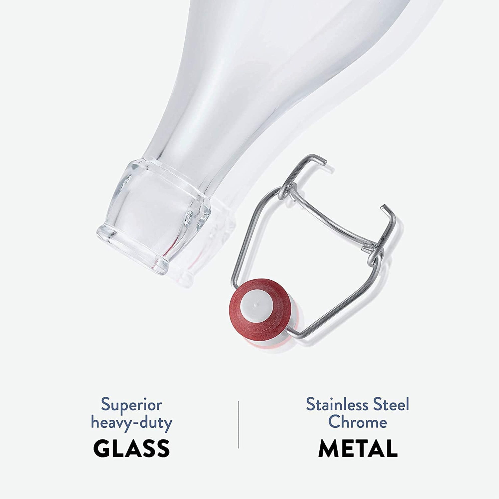 Bormioli Rocco Giara Clear Glass Bottle With Stopper, 33 3/4 oz. (2, Clear)