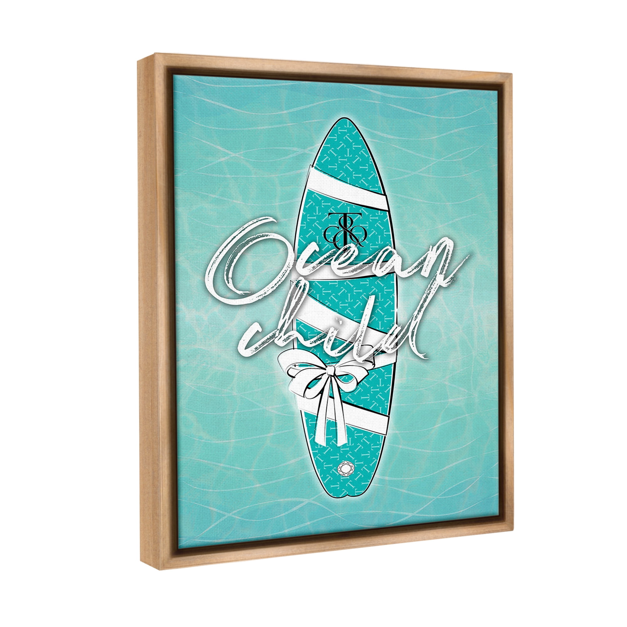 Stupell Industries Ocean Child Surfboard Beauty & Fashion Painting Brown Floater Framed Canvas Art Print Wall Art, 17 x 21