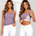 thumbnail image 2 of Hauaitttt's Summer Tank Top with Built In Pads Elastic Band Sleeveless Casual Vest Undershirt Muscle Womens Sleeping Top Athletic Top Bodysuit Top Women Shirt Women Sleeveless Cardigan Fitted plus, 2 of 6