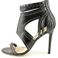 thumbnail image 5 of Via Spiga Taletha Women  Open-Toe Leather Black Heels, 5 of 5
