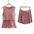 thumbnail image 3 of Maternity Pajama Set - Women's Nursing Sleepwear, Sleeveless Cotton Shorts & Top | Hontri | Women's Cotton Pyjamas Short Pyjama Set Sleeveless Shirt Function (Red | XXL), 3 of 8