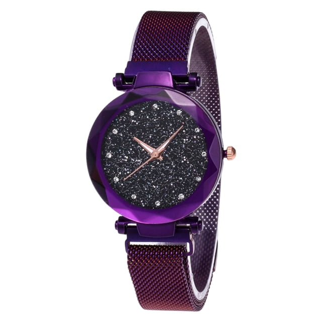 Reloj de pulsera Inteprter para mujer correa de malla cuarzo analógico oro rosa